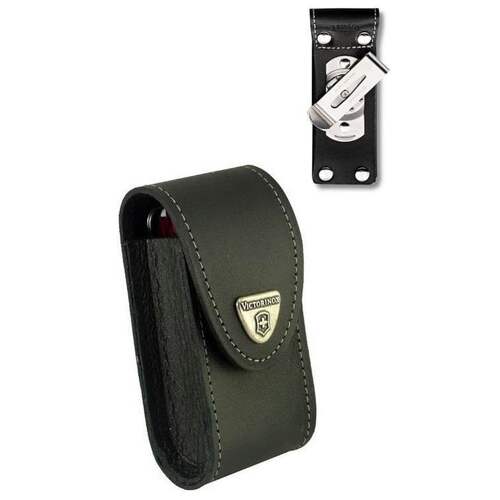 Victorinox 4-6 Layer Leather Sheath / Pouch with Rotating Metal Belt Clip for Large 11.1 cm Knives - Black