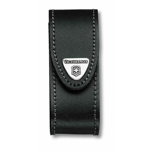 Victorinox Black Medium Leather Sheath / Pouch - For Knives 2 - 4 Layers