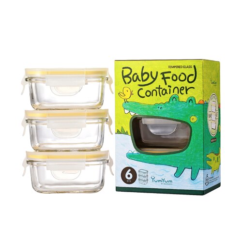 Glasslock 3 Piece Rectangle Baby Food Container Set - 150ml