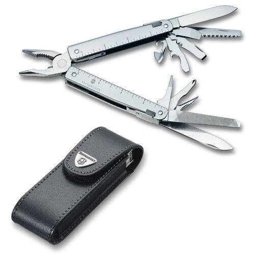 Victorinox SwissTool Swiss Army Knife with Leather Pouch - Stainless Steel