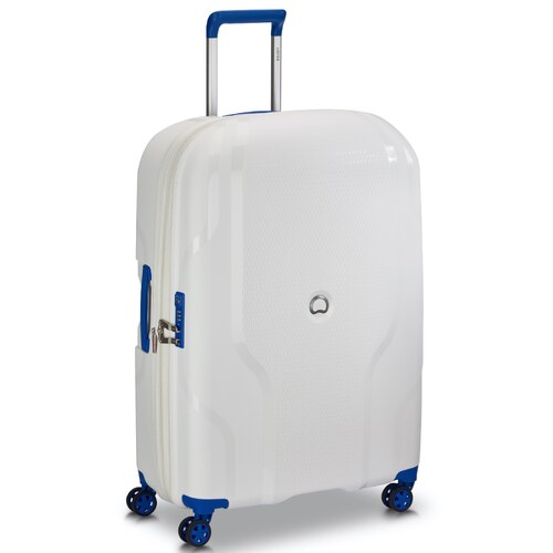 Delsey Clavel 76 cm 4 Dual-Wheeled Expandable Suitcase - White / Blue