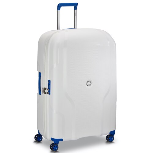 Delsey Clavel 83 cm 4 Dual-Wheeled Expandable Suitcase - White / Blue
