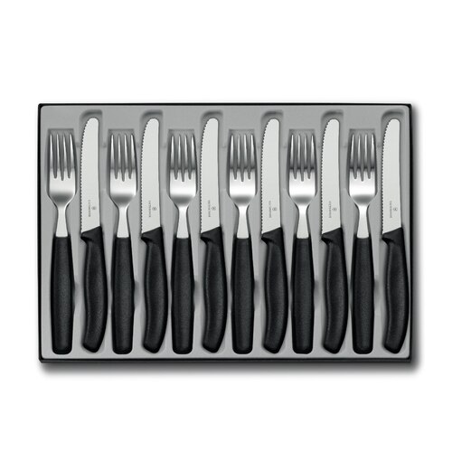 Victorinox Classic 12 Piece Knife and Fork Set - Black