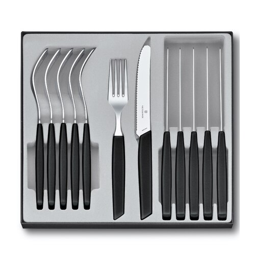Victorinox Swiss Modern Table Set - 12 Piece Cutlery Set - Black