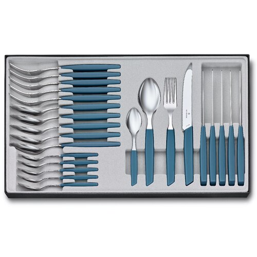 Victorinox Swiss Modern Table Set - 24 Piece Cutlery Set - Cornflower Blue