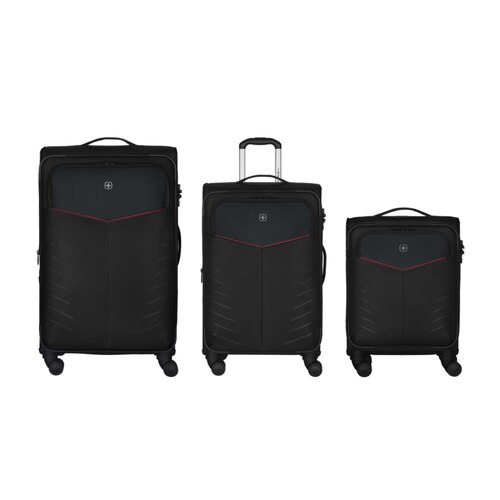 Wenger Syght Softside 4-Wheel Expandable Luggage Set of 3 - Black (Small, Medium and Large)