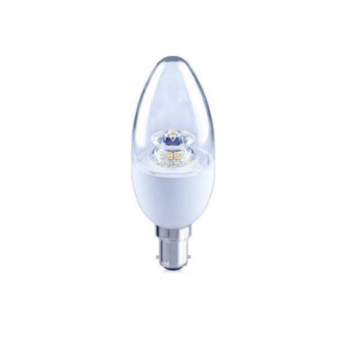 Green Earth : 6 Watt - LED Clear Candle - Small Bayonet (B15) Warm 2700K 20,000hrs (Dimmable)