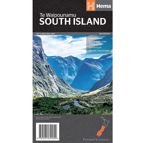 Hema South Island New Zealand Map (Te Waipounamu) - Edition 8
