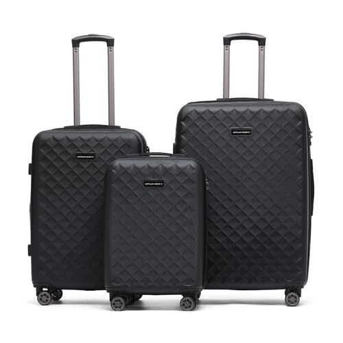 Aus Suitcase Venice 4-Wheel Expandable Suitcase Set of 3 - Black (Small, Medium & Large)