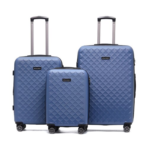 Aus Suitcase Venice 4-Wheel Expandable Suitcase Set of 3 - Indigo (Small, Medium & Large)