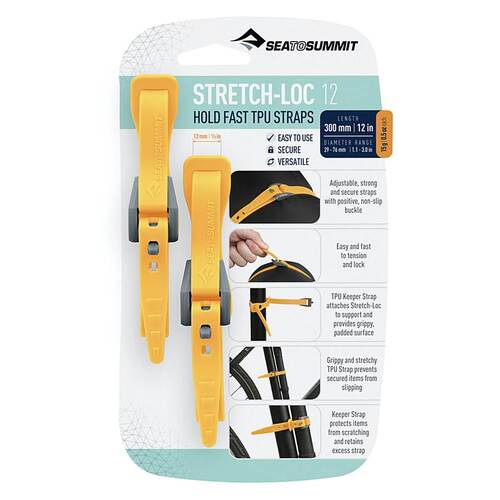 Sea to Summit Stretch-Loc TPU Strap 12 - 12mm x 300mm (2 Pack) - Yellow