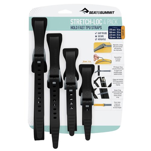 Sea to Summit Stretch-Loc TPU Strap - 20mm x 4 Sizes (4 Pack) - Black