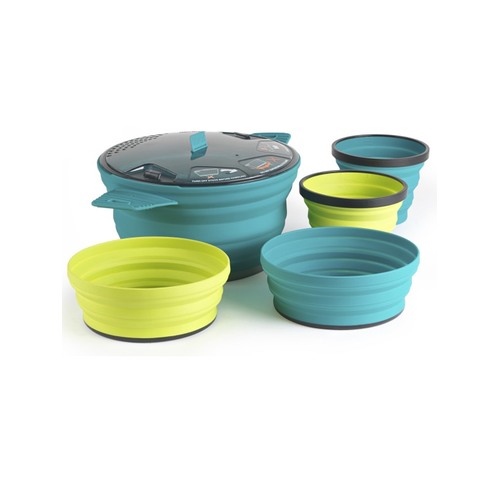  Sea to Summit X-Set 31 - 2.8L Collapsible Cooking Pot, 2 X-Bowls and 2 X-Mugs - Pacific Blue