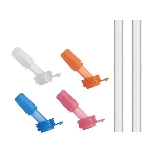 CamelBak Eddy+ PLUS Kids Bottle Replacement Bite Valves - Multi-Coloured (4 Pack) and 2 x Straws