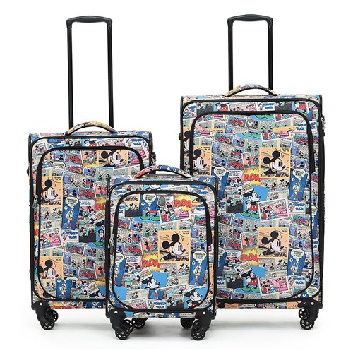 Disney Mickey Mouse Comic Soft 4-Wheel Trolley Case - Set of 3 (Small, Medium and Large)