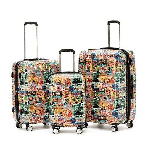 Disney Mickey Mouse 4-Wheel Spinner Luggage Set of 3 - Comic Print (Small, Medium and Large)