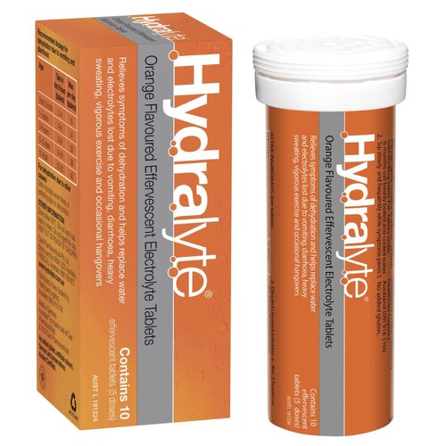 Hydralyte Effervescent Electrolyte Tablets Orange - 10 Pack