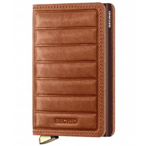 Secrid Premium Slimwallet Compact RFID Wallet - Emboss Lines Cognac