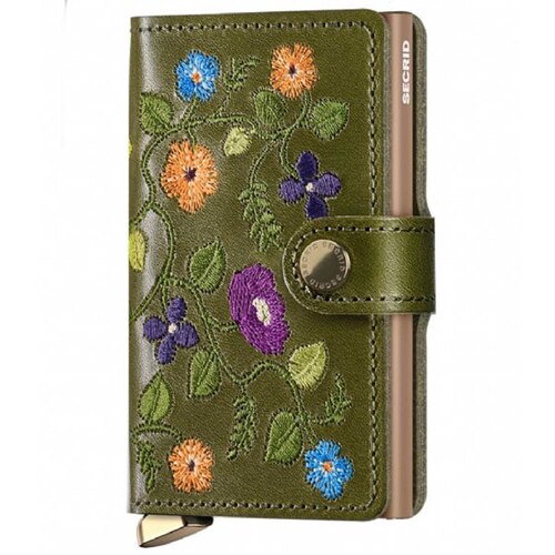 Secrid Premium Miniwallet Compact RFID Wallet - Stitch Floral Olive