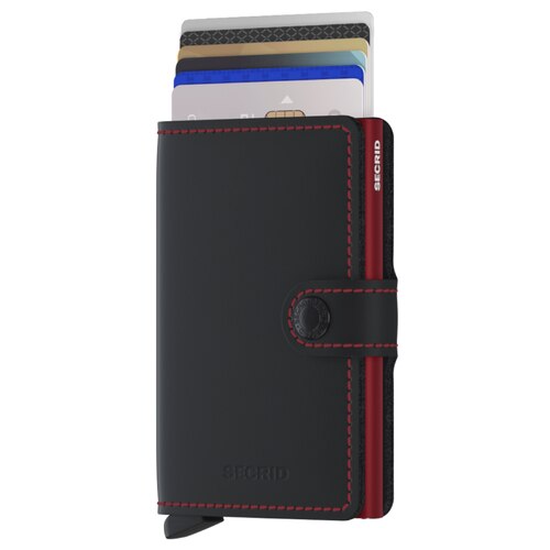 Secrid Miniwallet Compact Wallet - Matte Leather - Black / Red