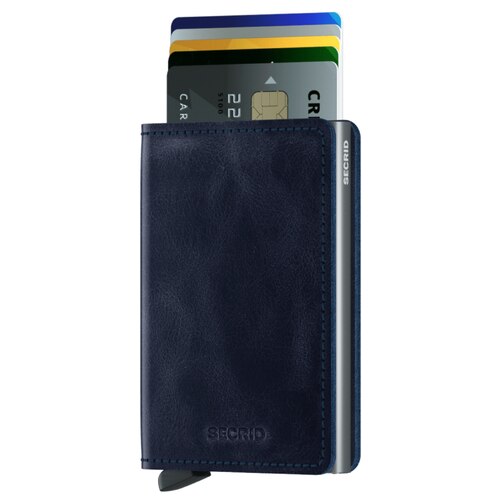 Secrid Slimwallet Compact Wallet - Vintage Leather - Blue