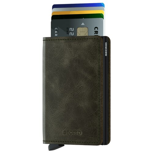 Secrid Slimwallet Compact Wallet - Vintage Leather - Olive Black