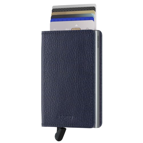 Secrid Slimwallet - Veg Tanned Leather - Navy/Silver