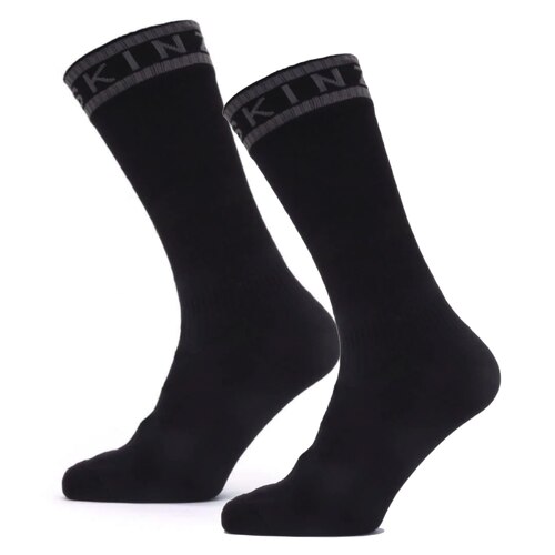Sealskinz Waterproof Warm Weather Mid Length Sock with Hydrostop - Black / Grey - Small