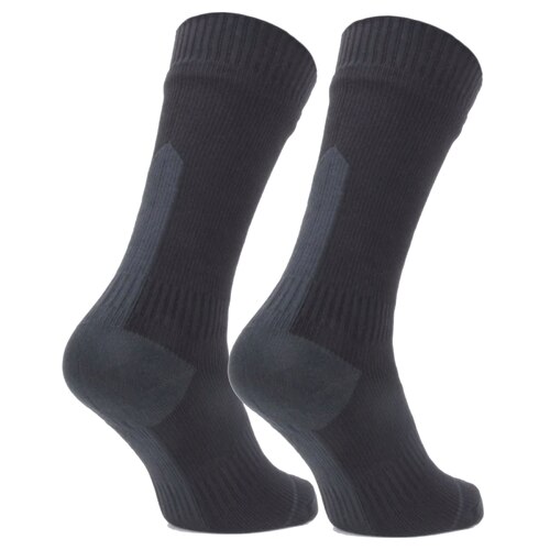 Sealskinz Waterproof All Weather Mid Length Sock with Hydrostop - Black / Grey - X-Large