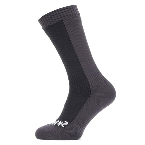 Sealskinz Waterproof Cold Weather Mid Length Socks - Black / Grey - Small