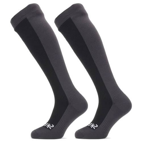 Sealskinz Waterproof Cold Weather Knee Length Socks - Black / Grey - Medium