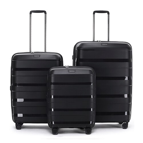 Tosca Comet 4-Wheel Expandable Luggage Set of 3 - Black (Small, Medium and Large)