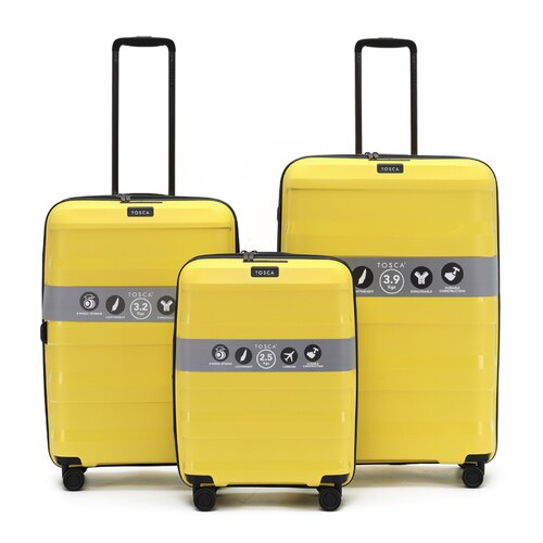 Tosca Comet 4-Wheel Expandable Luggage Set of 3 - Yellow (Small, Medium and Large)