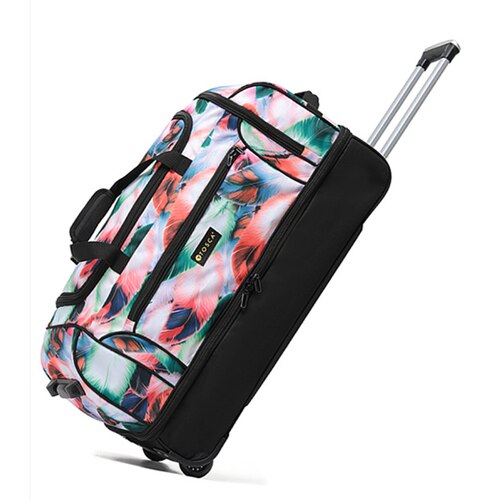 Tosca Trek 72 cm Deluxe Wheeled Duffle Bag - Black / Feather Print