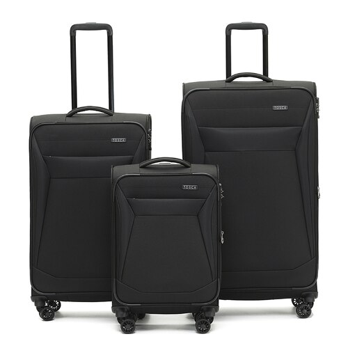 Tosca Aviator 2.0 - 4-Wheel Expandable Suitcase Set of 3 - Black (Small, Medium & Large)