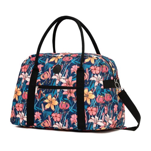 Tosca Fashion Tote / Overnight Bag - Blue Flowers