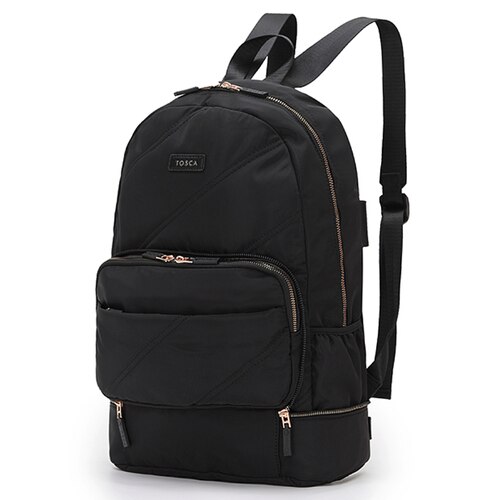 Tosca Harlow Zip Away Backpack / Shoulder Bag - Black Stitch