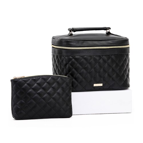 Tosca Cosmetic Bag (2 Piece Set) - Black Quilted