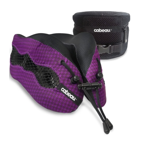 Cabeau Evolution Cool 2.0 Memory Foam Travel Pillow (with Ear Plugs and Travel Bag) - Purple