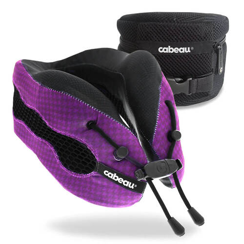 Cabeau Evolution Cool 2.0 Memory Foam Travel Pillow (with Ear Plugs and Travel Bag) - Purple