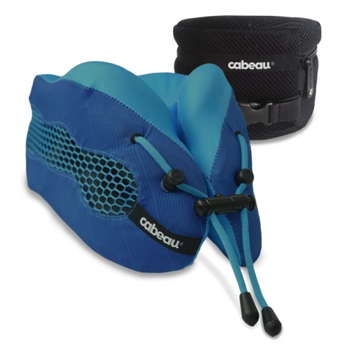 Cabeau Evolution 2.0 Cool Memory Foam Travel Pillow  (With Ear Plugs and Travel Bag) - Blue