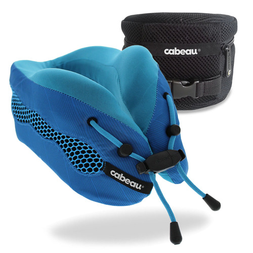 Cabeau Evolution 2.0 Cool Memory Foam Travel Pillow  (With Ear Plugs and Travel Bag) - Blue