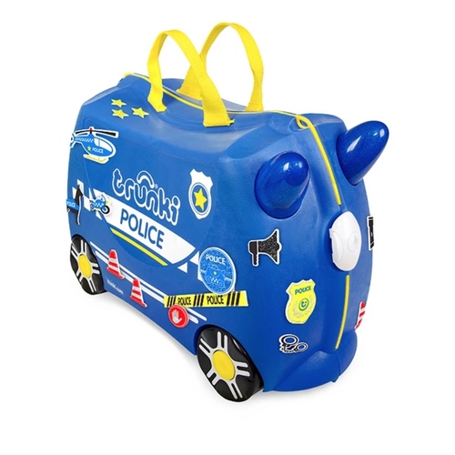 Trunki Percy Police Car - Ride on Suitcase /Carry-on Bag - Blue