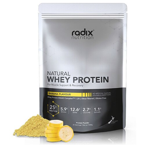 Radix Nutrition Natural Whey Protein Powder 1kg - Banana