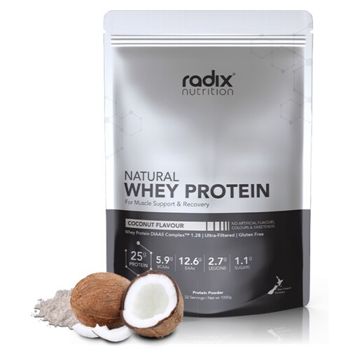 Radix Nutrition Natural Whey Protein Powder 1kg - Coconut